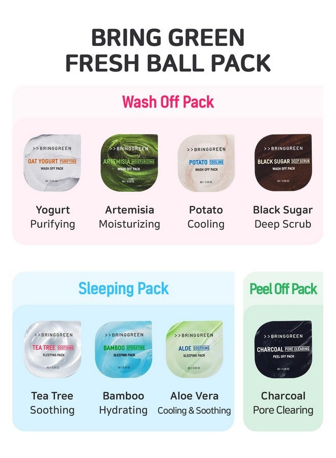 Fresh Ball Wash Off Pack Artemisia For Moisturizing Oat Yogurt For Purifying Potato For Cooling Black Sugar For Deep Scrub