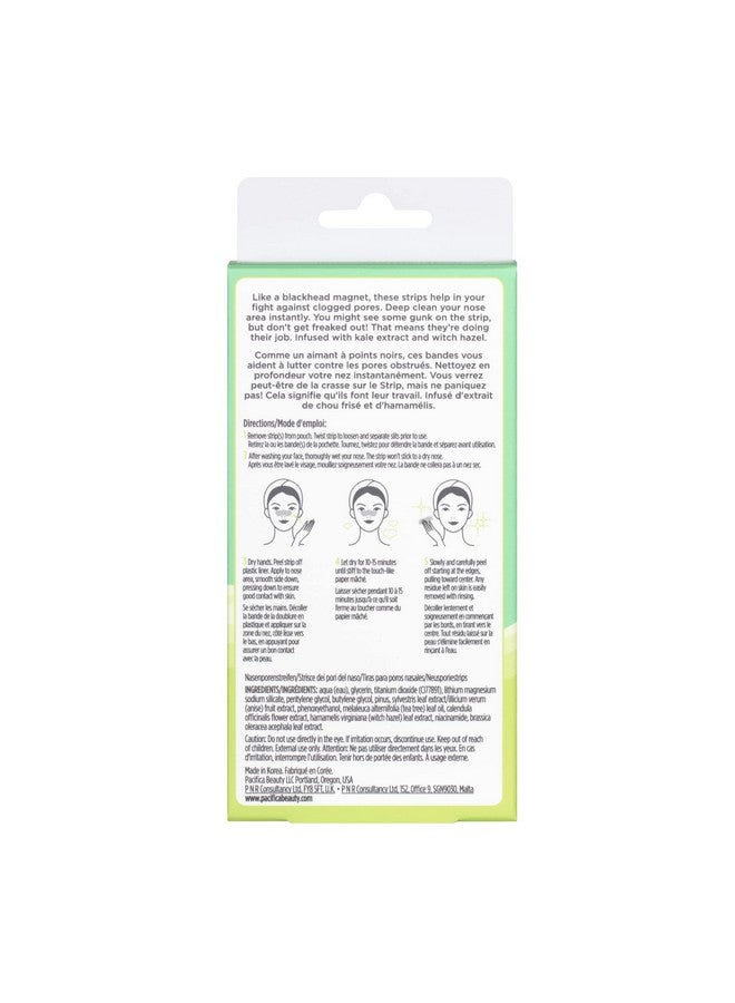 Beauty Kale Detox Nose Pore Strip Blackhead Remover For Face Pore Cleaner Pore Cleansing Strips Witch Hazel Tea Tree Oil Deep Cleaning Clogged Pores Skincare Vegan & Cruelty Free