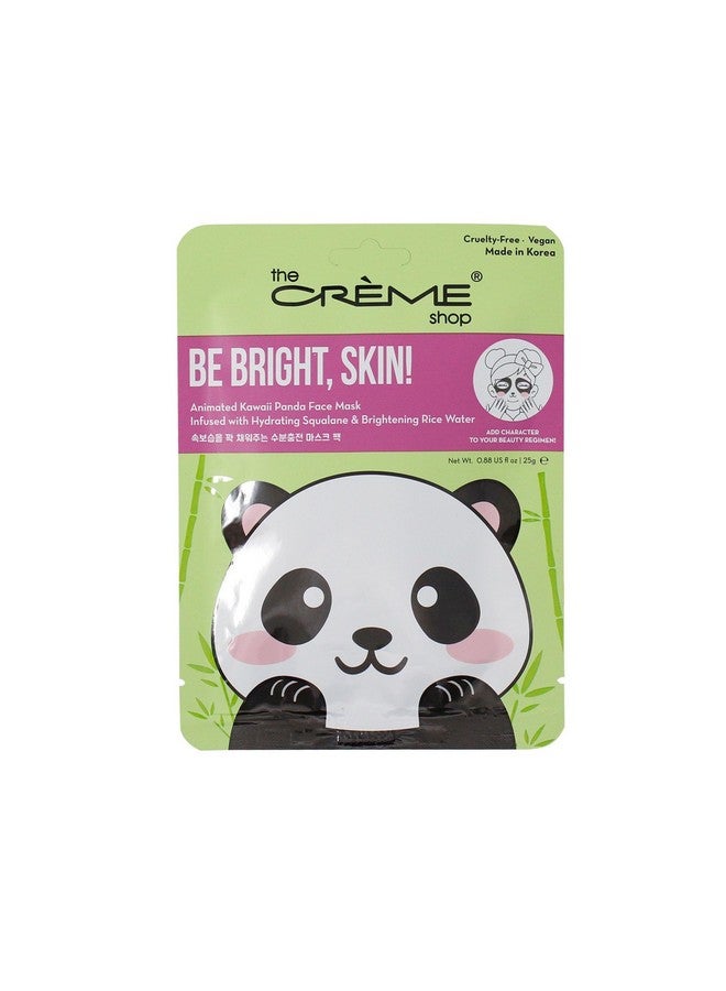 Be Bright Skin! Animated Kawaii Panda Face Mask Hydrating & Luminous With Squalane & Rice Water Softens Fine Lines Tones Dark Spots Skincare Essential (3 Pack)