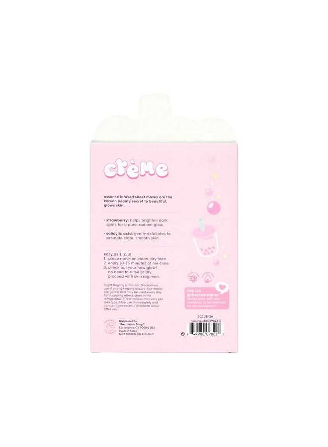 Boba Bears Beary Clear Skin! Sheet Mask Brightening Clarifying With Strawberry Essence And Salicylic Acid For Radiant Glow And Smooth Skin Korean Beauty Secret Set Of 3