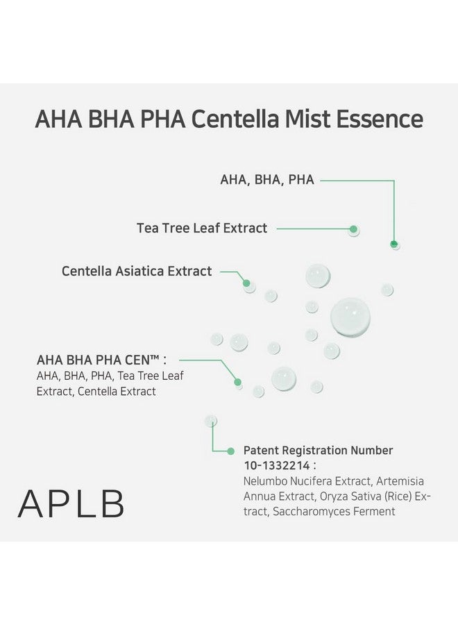 Aha Bha Pha Centella Mist Essence Aha Bha Pha Cen™ 23.8% 3.55 Fl.Oz/Korean Skincare Exfoliant Replenishing Moisture Revitalize For Gentle And Improve Skin Texture