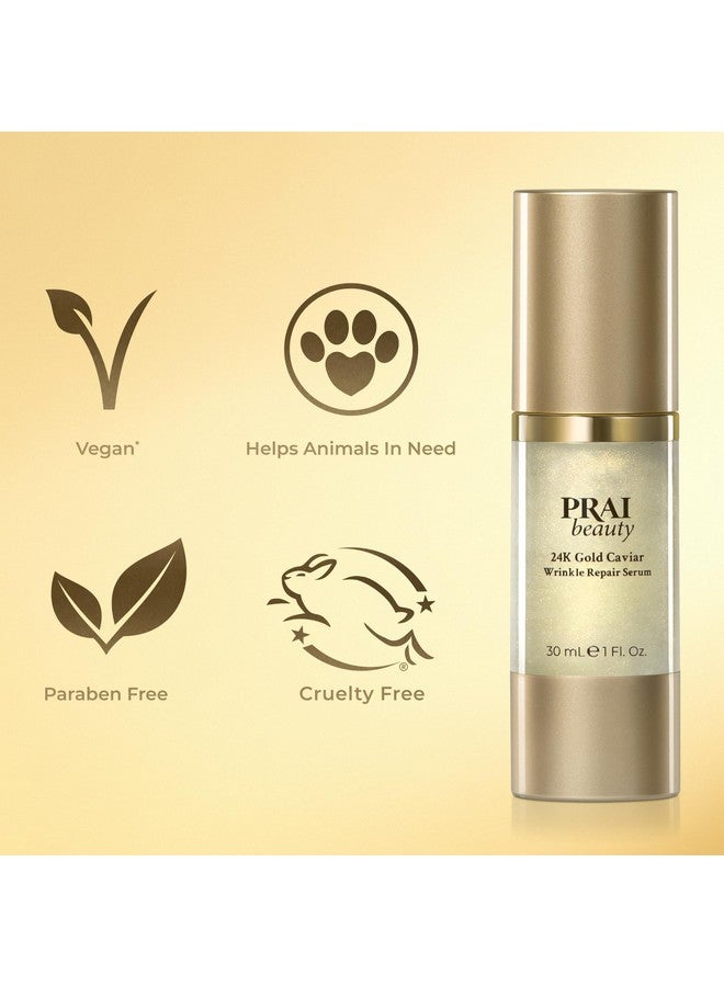 Beauty 24K Gold Caviar Wrinkle Repair Serum For Face Antiaging Serum With Hyaluronic Acid To Plump And Fill In Wrinkles Antiwrinkle Serum With Vitamin C For Brighter Firmer Skin 3.4 Oz