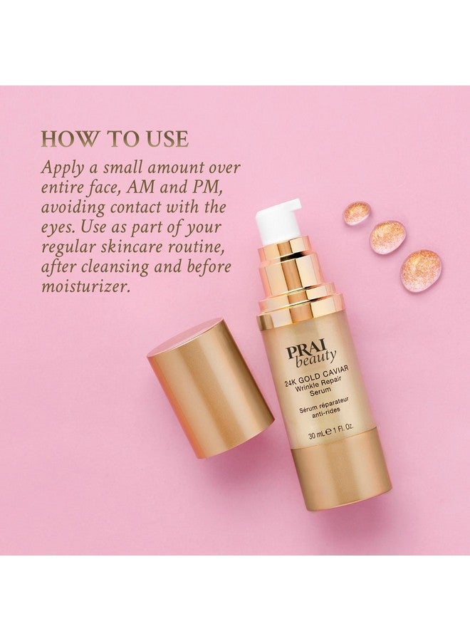 Beauty 24K Gold Caviar Wrinkle Repair Serum For Face Antiaging Serum With Hyaluronic Acid To Plump And Fill In Wrinkles Antiwrinkle Serum With Vitamin C For Brighter Firmer Skin 3.4 Oz