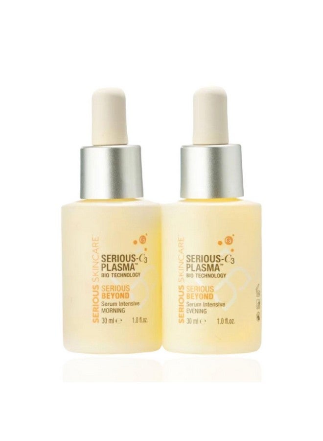 Serious Beyond Facial Treatment Set Intensive Morning 1 Oz. And Evening 1 Oz. Serums Visibly Improves Fine Lines Wrinkles And Skin Texture On The Face And Neck