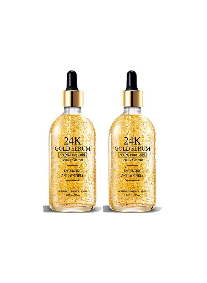 24K Gold Serum For Face 2Pack Skin Tone Even Anti Aging Moisturizer With Vitaminskin Care Glow Collagen Booster Serum Hyaluronic Acid For Dark Spots & Fine Lines 2.02Fl Oz