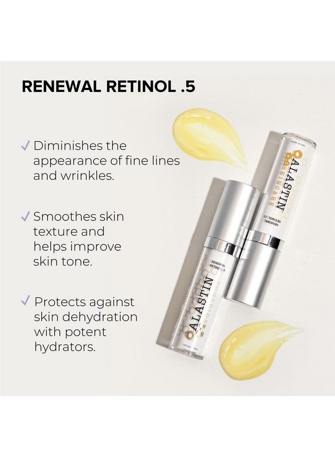 Skin Renewal Retinol Face Serum (.5 Strength 1.0 Oz) Antiaging Diminishes Fine Lines & Wrinkles Repair Skin Texture & Tone