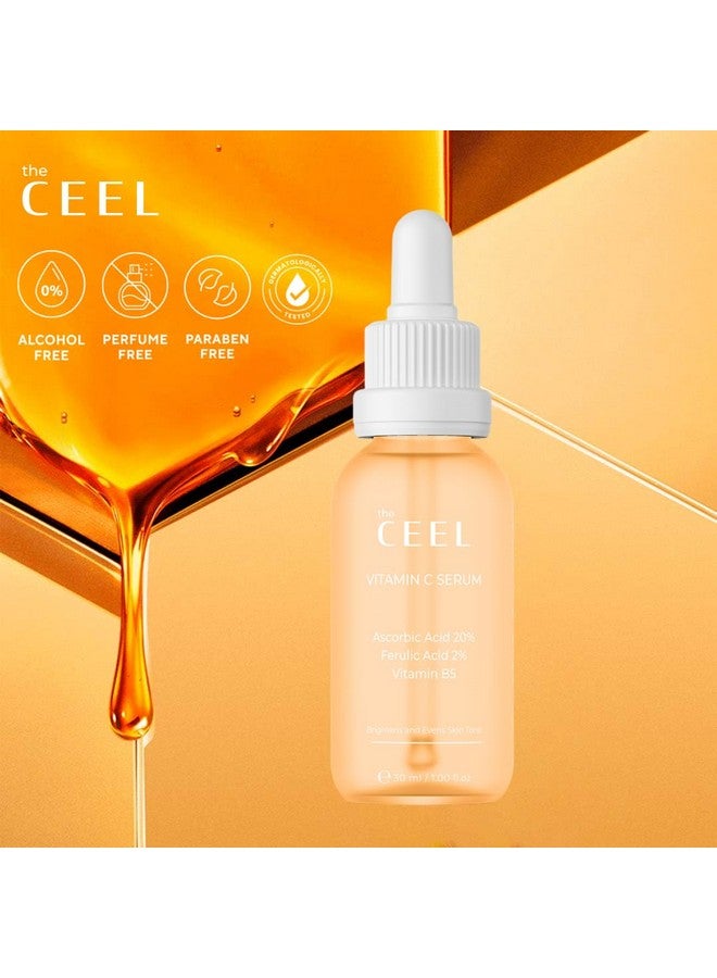 Vitamin C Face Serum Brightening Moisturizing And Anti Aging Serum For Dark Spots Wrinkles Vitamin C Serum For Face With 20% Pure Vitamin C Ferulic Acid And Vitamin B5 1.Fl.Oz(30 Ml)