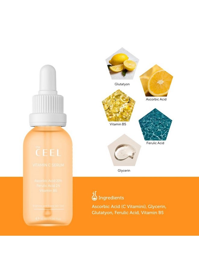 Vitamin C Face Serum Brightening Moisturizing And Anti Aging Serum For Dark Spots Wrinkles Vitamin C Serum For Face With 20% Pure Vitamin C Ferulic Acid And Vitamin B5 1.Fl.Oz(30 Ml)