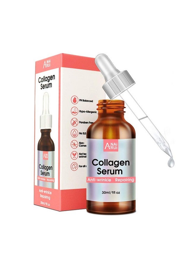 Collagen Serum With Hyaluronic Acid And Acetyl Hexapeptide8 Face Plumping Improve Skin Elasticity Antiwrinkle Collagen Serum For Face & Neck 1 Fl.Oz