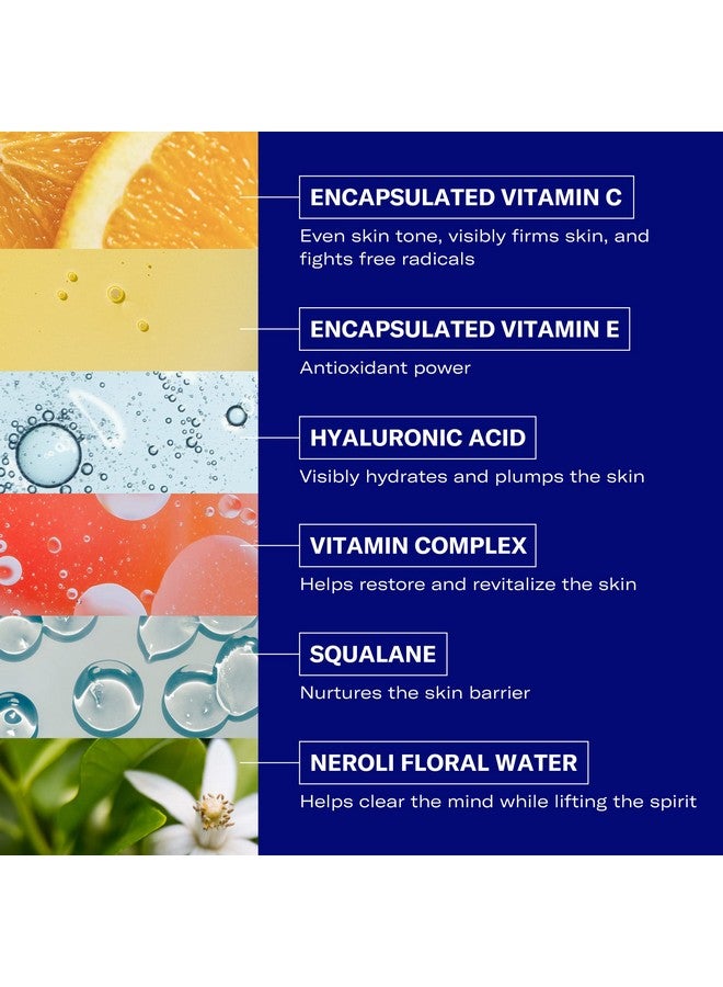 Brightening Vitamin C & Hyaluronic Facial Serum Antiaging Facial Serum Targets Loss Of Firmness & Dark Spots Squalane Vitamin E & Neroli Floral Water For Smooth Skin 1 Fl Oz
