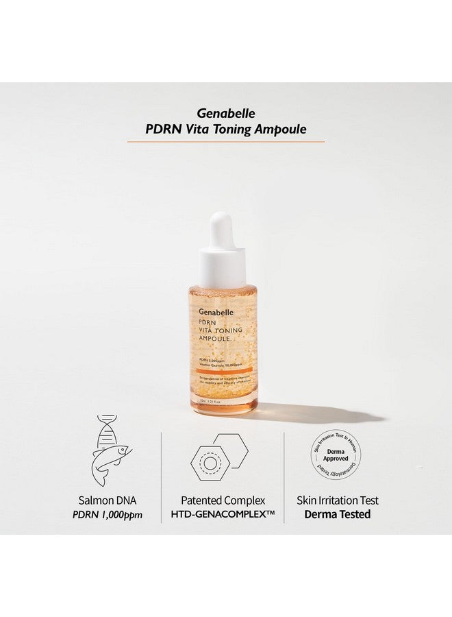 Pdrn Vita Toning Ampoule Lightweight Brightening & Toning Ampoule With Vitamin B C E Pdrn Serum For Blemishes Dark Spots Fine Lines And Rough Skin Texture 1.01 Fl Oz