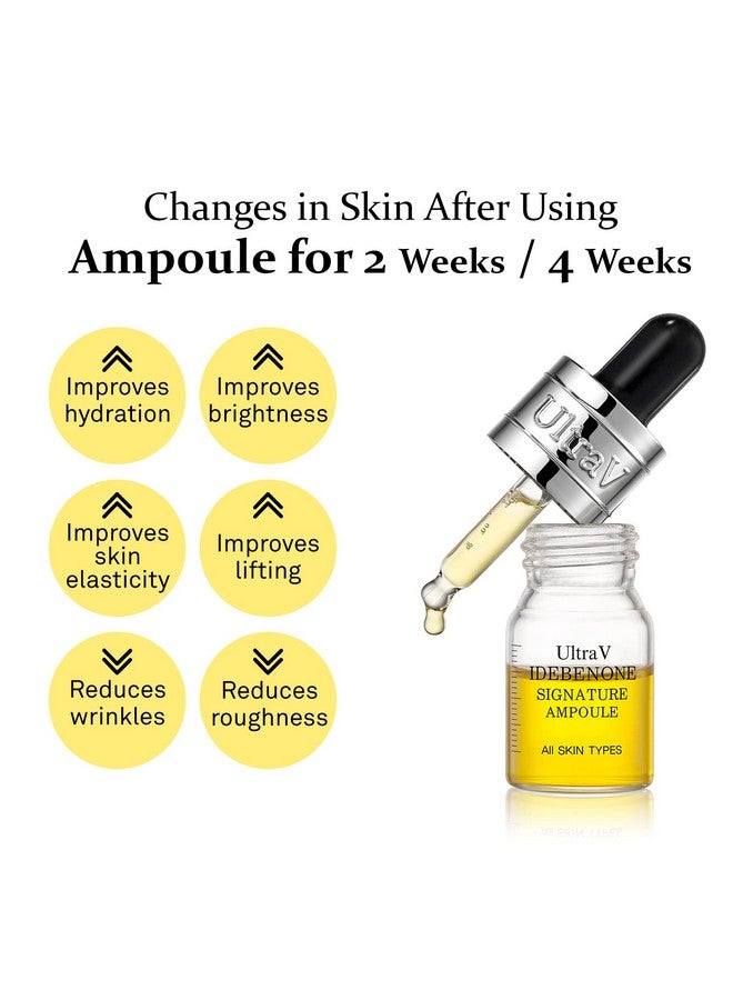 Idebenone Signature Ampoule Anti Aging Antioxidant Serum Peptides Niacinamide Hyaluronic Acid Anti Wrinkle Smoothes Softens Skin 0.27 Fl.Oz 4 Packs 12000Ppm