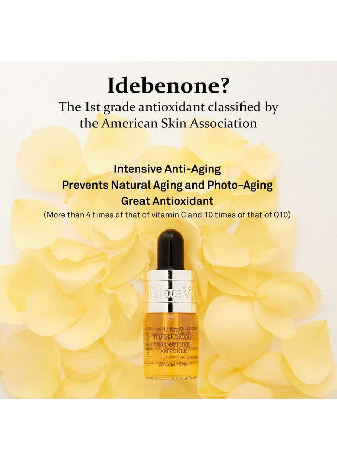 Idebenone Signature Ampoule Anti Aging Antioxidant Serum Peptides Niacinamide Hyaluronic Acid Anti Wrinkle Smoothes Softens Skin 0.27 Fl.Oz 4 Packs 12000Ppm
