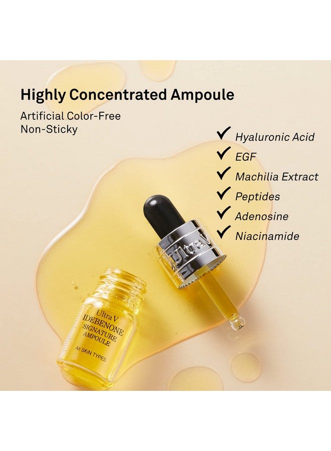 Idebenone Signature Ampoule Anti Aging Antioxidant Serum Peptides Niacinamide Hyaluronic Acid Anti Wrinkle Smoothes Softens Skin 0.27 Fl.Oz 4 Packs 12000Ppm