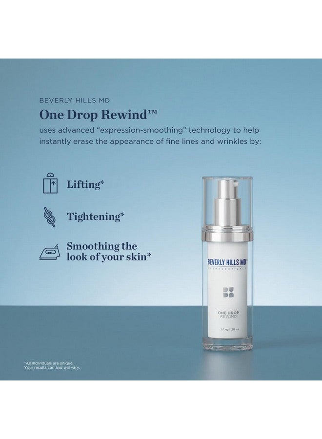 One Drop Rewind For Aging Skin Tightening Serum For Instant Smooth Skin Appearance Up To 8 Hours Target Fine Lines Wrinkles Crows Feet Smile & Frown Lines W/Argireline