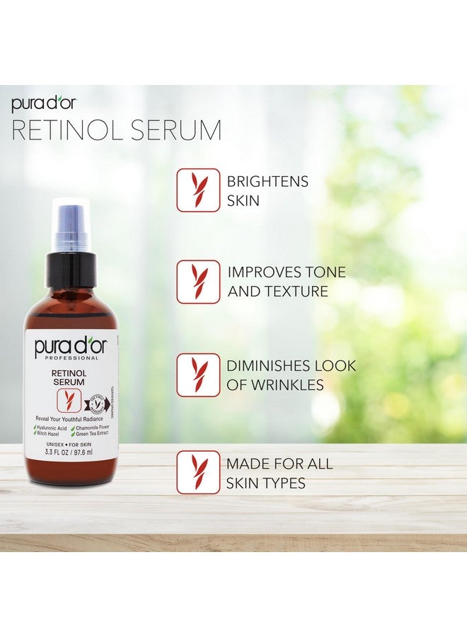 3.3 Oz Retinol Serum Advanced Skin Care Formula Antiaging Wrinkle Reducer For Radiant Skin Natural Vitamin A & Collagen Booster Fine Lines Treatment Travel Size