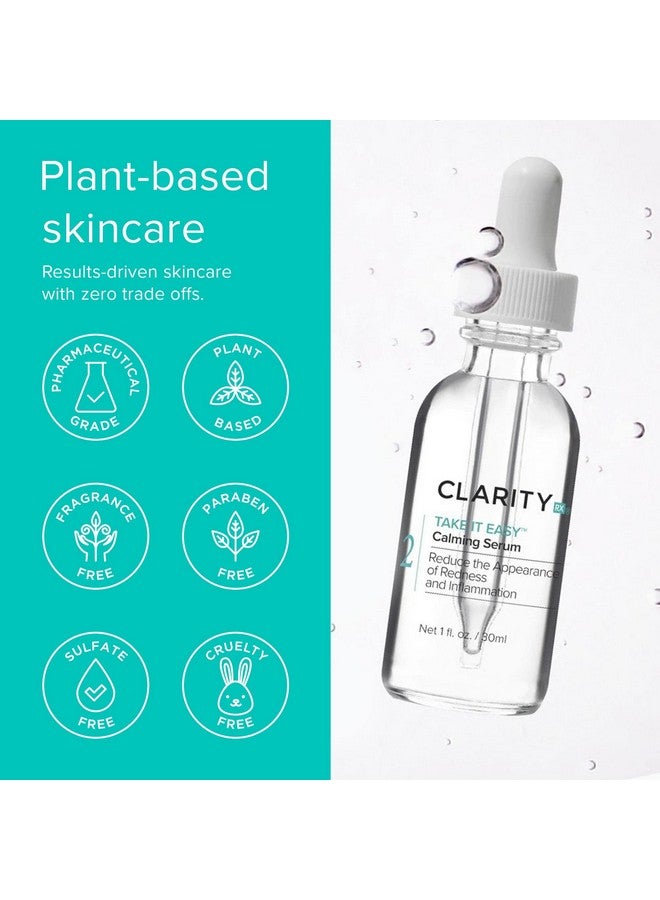 Take It Easy Calming Face Serum Natural Plantbased Antiredness Treatment For Sensitive Skin & Rosacea (1 Fl Oz)