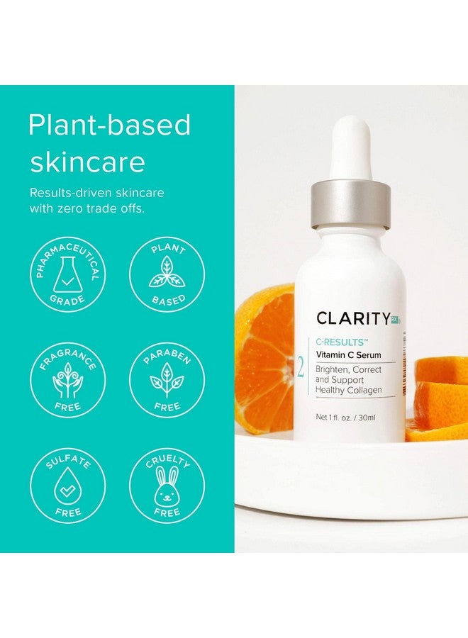 Cresults Vitamin C Brightening Face Serum Natural Plantbased Antiaging Facial Treatment For Dark Spots & Acne Scars (1 Fl Oz)