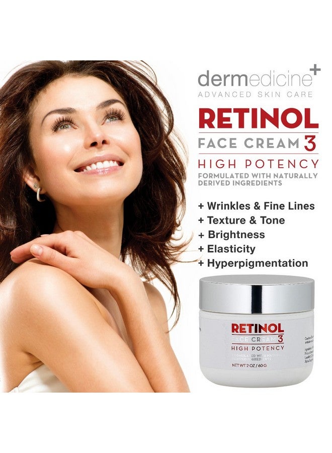 Dermedicine Retinol Cream For Face & Eye 3% Blend | Natural Anti Aging w/Jojoba Oil, Apricot Oil, Hyaluronic Acid & Squalane | Helps Smooth Fine Lines & Wrinkles & Brightens for Younger Skin