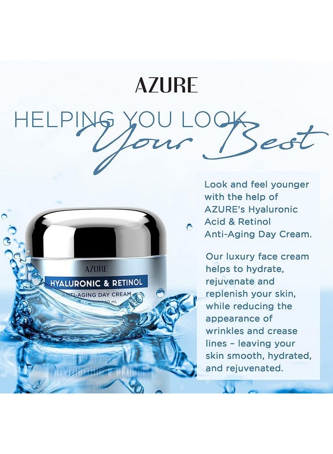Hyaluronic Acid & Retinol Day/Night Cream Value Set Rejuvenating Anti Aging & Hydrating Face Moisturizer Reduces Wrinkles & Evens Dark Spots Vegan Skin Care Made In Korea 2X1.69Fl.Oz By Azure