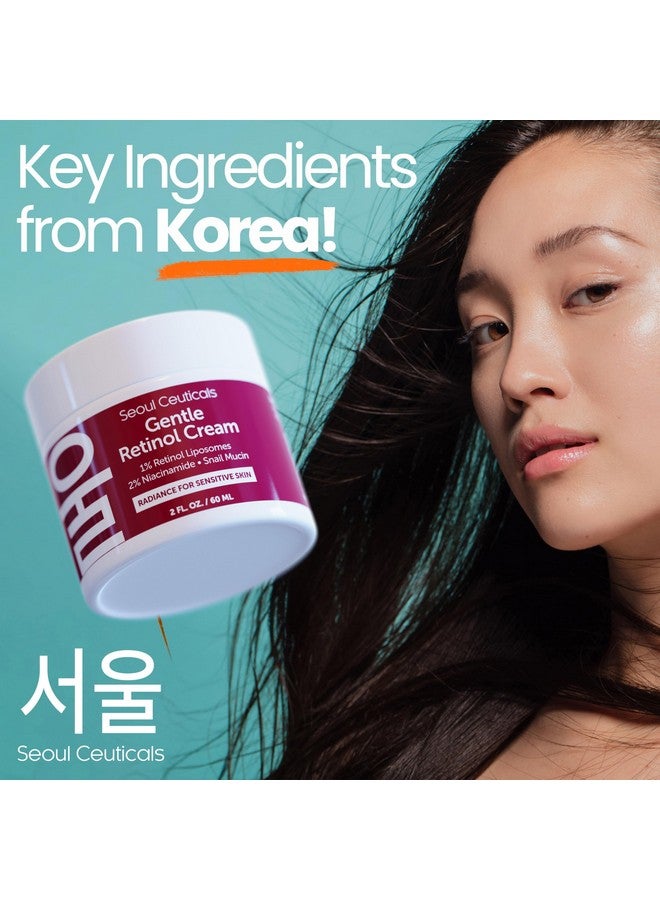 1% Korean Retinol Night Cream 97.5% Snail Mucin + 2% Niacinamide Moisturizer For Face Gentle K Beauty For Sensitive Skin 2Oz