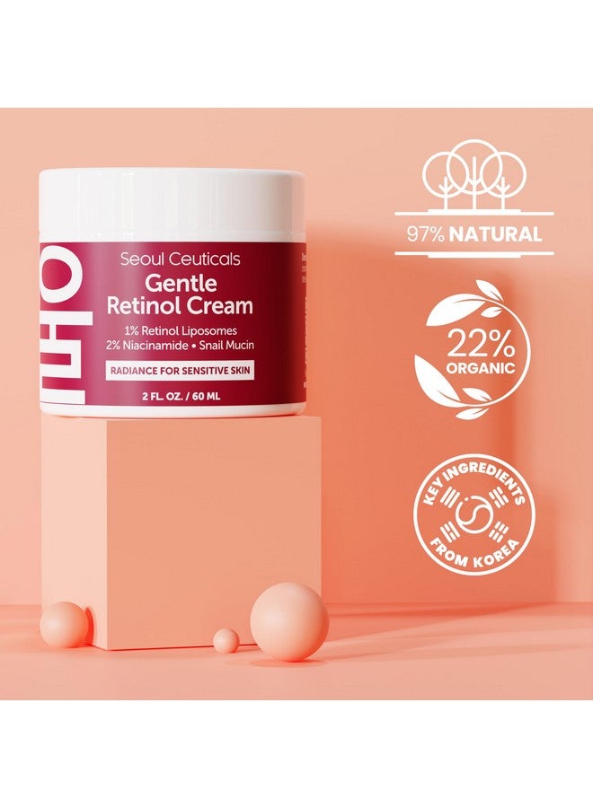 1% Korean Retinol Night Cream 97.5% Snail Mucin + 2% Niacinamide Moisturizer For Face Gentle K Beauty For Sensitive Skin 2Oz