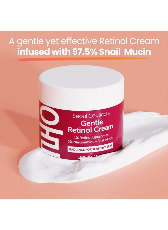 1% Korean Retinol Night Cream 97.5% Snail Mucin + 2% Niacinamide Moisturizer For Face Gentle K Beauty For Sensitive Skin 2Oz