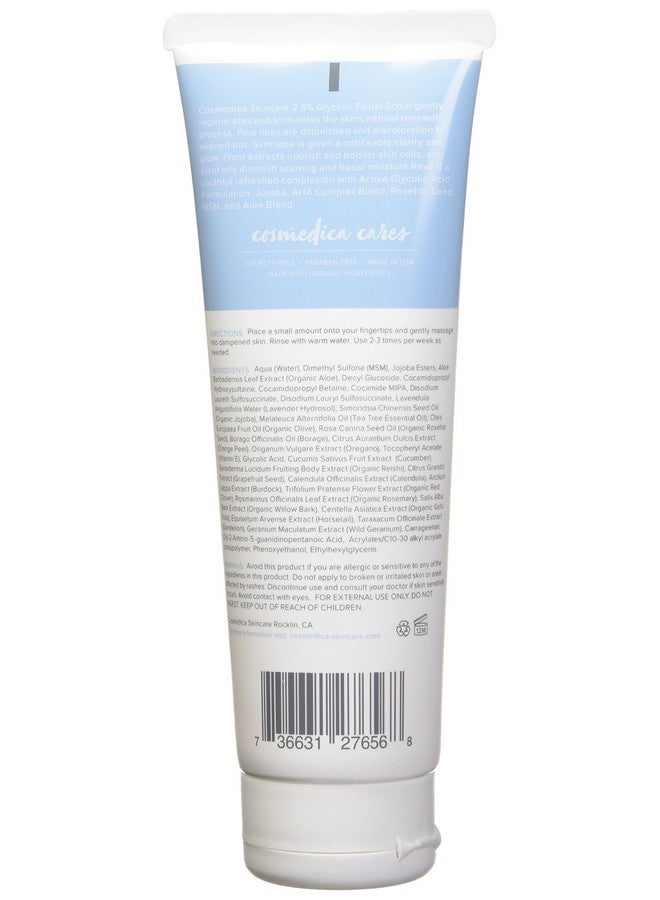 Glycolic Acid 2.5% Facial Scrub Resurfacing Exfoliatiing Face Wash To Remove Dull Aging Cells And Impurities Reveal A Youthful Refreshed Complexion With Active 2.5% Glycolic Acid Formulation 4Oz