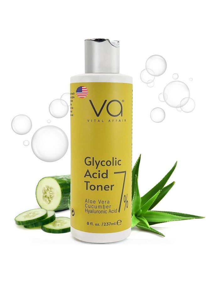 Glycolic Acid Toner For Face Age Defying Pore Minimizer For Face Exfoliating Toner With Aloe Vera Cucumber Hyaluronic Acid Aha Toner Alcohol Free Tonerfor All Skin Typesby Vital Affair.