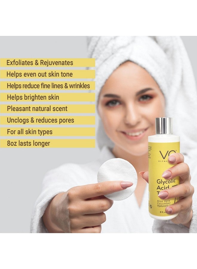 Glycolic Acid Toner For Face Age Defying Pore Minimizer For Face Exfoliating Toner With Aloe Vera Cucumber Hyaluronic Acid Aha Toner Alcohol Free Tonerfor All Skin Typesby Vital Affair.
