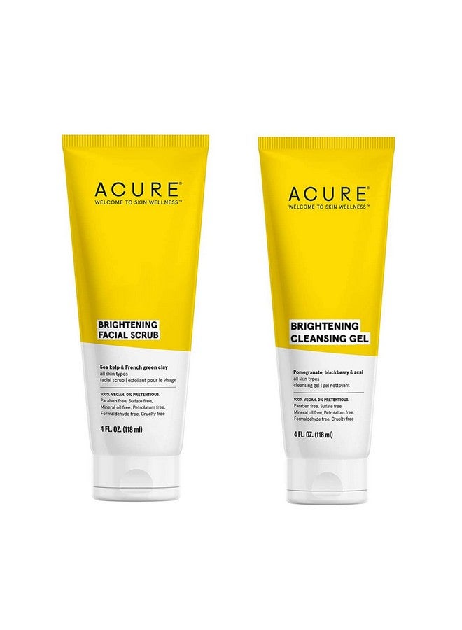 Bestselling Duo Kit Brightening Facial Scrub & Cleansing Gel All Skin Types Cleanse With Pomegranate Blackberry & Acai Scrub With Sea Kelp & French Green Clay