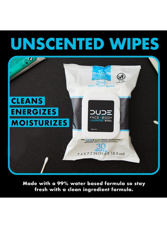Wipes Face And Body Wipes 3 Pack 90 Wipes Unscented Wipes With Sea Salt & Aloe 2In1 Body & Face Wipes Alcohol Free And Hypoallergenic Cleansing Wipes