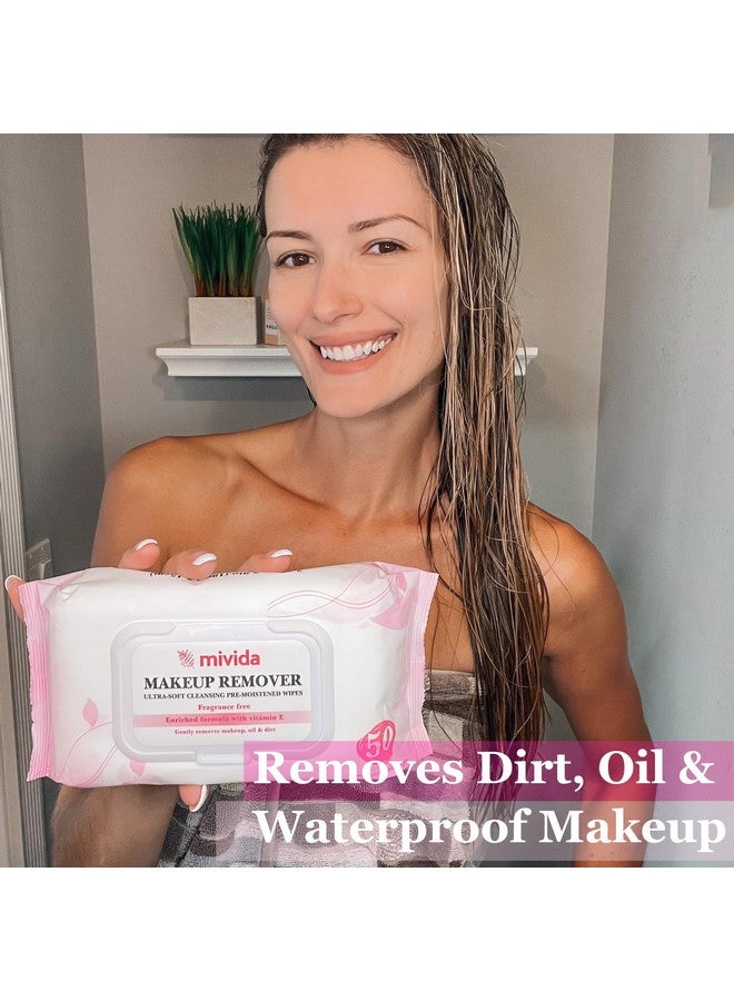 Makeup Remover Wipes Hypoallergenic Facial Cleansing Make Up Remover Face Wipes With Vitamin E Fragrance Free Alcohol Free Wipes 50 Count