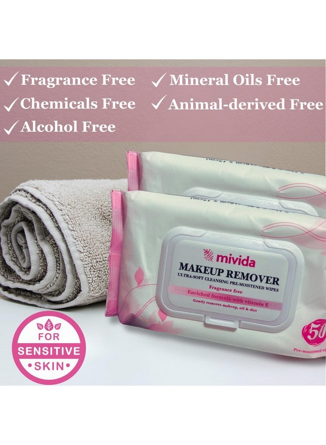 Makeup Remover Wipes Hypoallergenic Facial Cleansing Make Up Remover Face Wipes With Vitamin E Fragrance Free Alcohol Free Wipes 50 Count