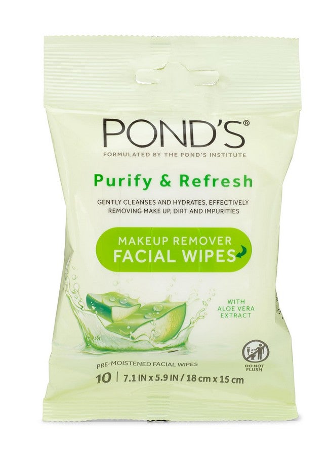 Purify & Refresh Facial Wipes With Aloe Vera Makeup Remover Gently Cleanses And Hydrates Pre Moistened 10 Count 4Pack (40 Wipes)