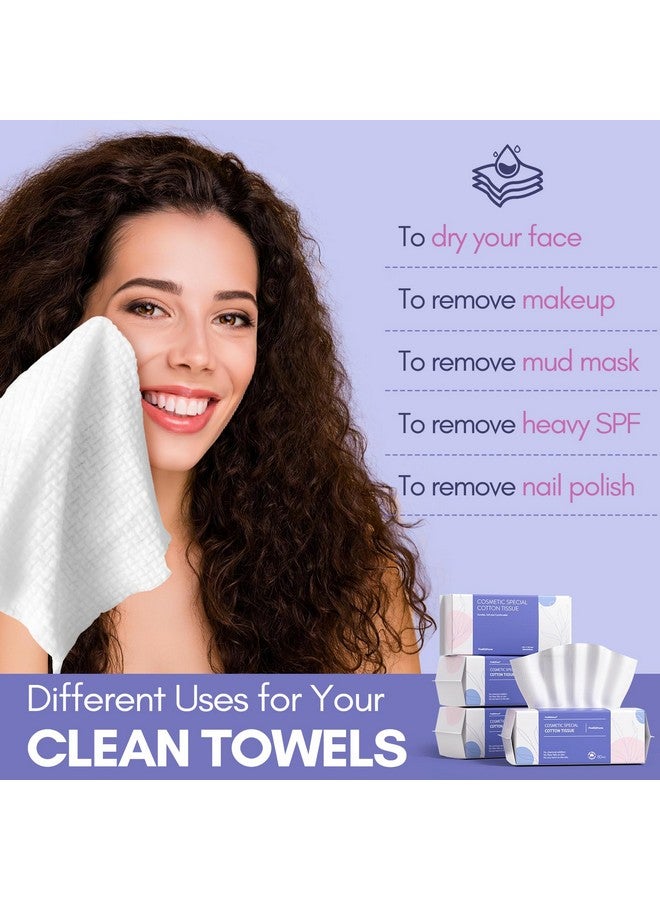 Clean Towel Thick & Absorbent Cotton Face Tissue Biodegradable Disposable Dry Wipes For Facial Cleansing & Makeup Removing