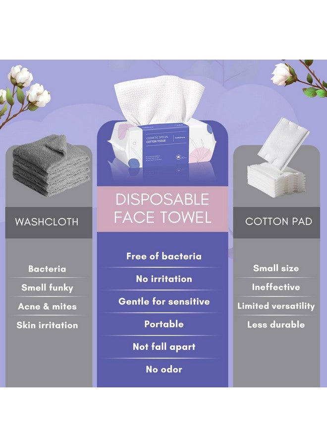 Clean Towel Thick & Absorbent Cotton Face Tissue Biodegradable Disposable Dry Wipes For Facial Cleansing & Makeup Removing