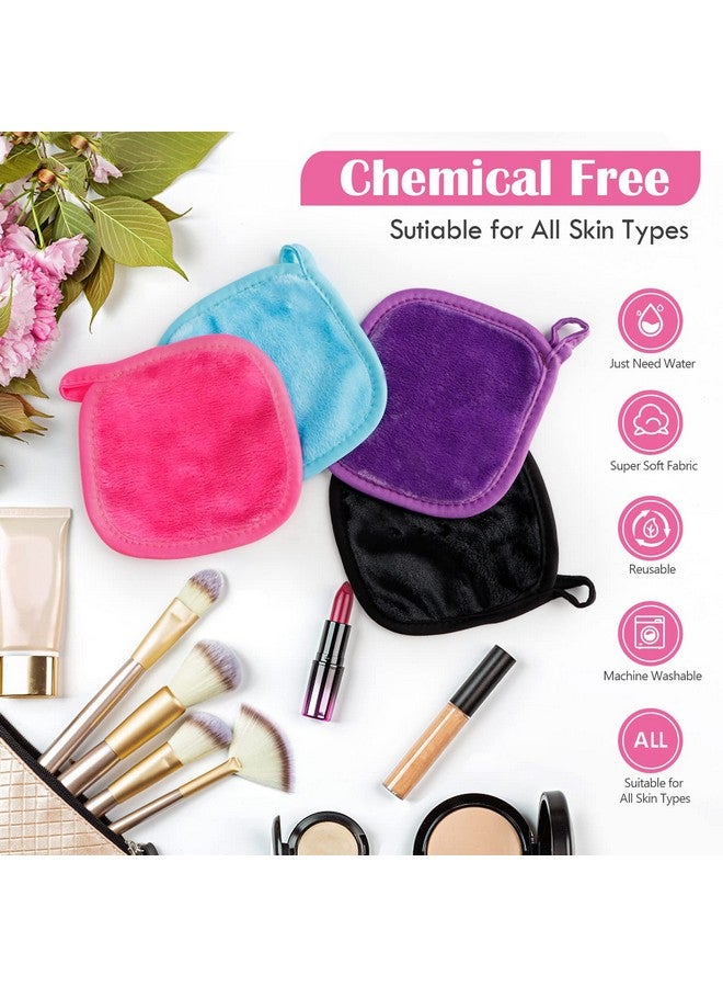 Makeup Remover Cloths 24 Pack Makeup Removal Face Cleaning Cloth Reusable Makeup Remover Pads Remove Instantly Dirt With Just Water 5 X 5 In