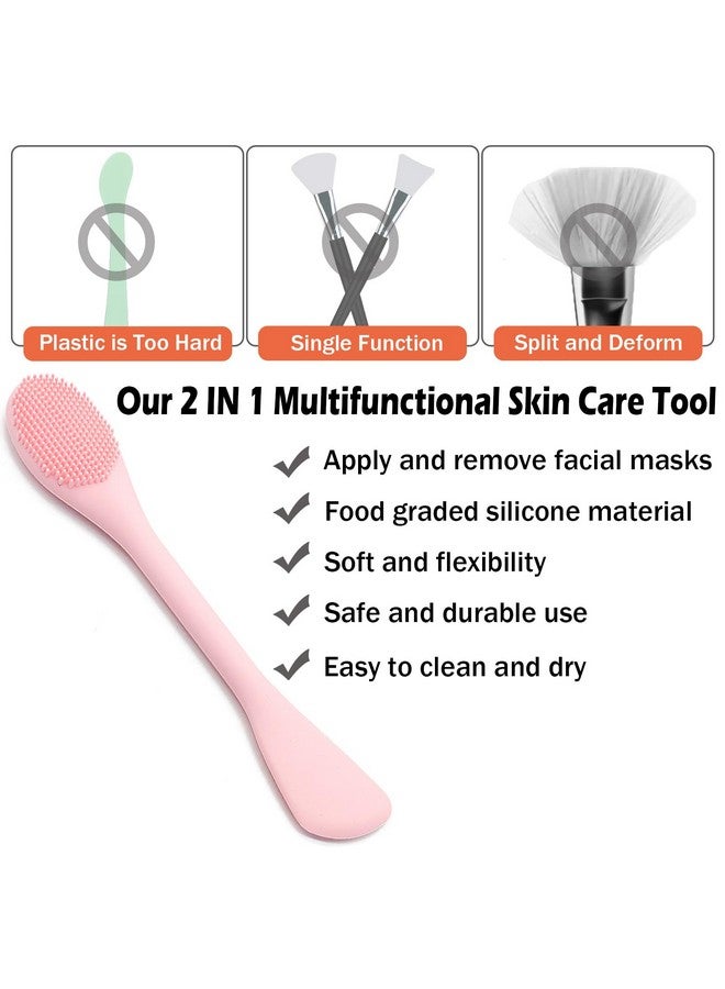 Facial Cleansing Brush 2 In 1 Silicone Face Mask Brush & Face Scrubber For Exfoliating Massaging Remove Blackheads Makeup Skincare Removal Applicator For Mud Clay Body Lotion Diy Mask