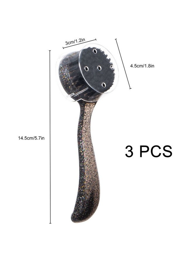 3 Pcs Large Handheld Face Scrubber Beomeen Facial Cleansing Brush Charcoal Black Bristles Face Exfoliator Cleaner Soft Brush With Lid For Gentle Deep Cleansing And Exfoliating (Blackglitter)