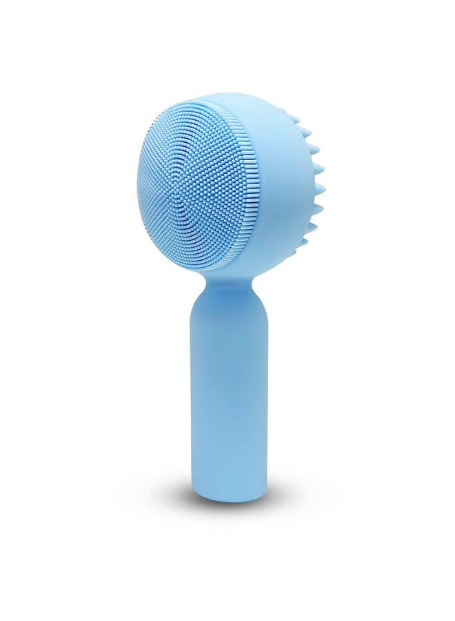 Silicone Facial Cleansing Brush 2 In 1 Silicone Facial Scrubber Manual Exfoliating Facial Brush Face Cleanser Face Exfoliator Ultrafine Bristles For Sensitive Skin Easy To Clean Lather Well (Blue)