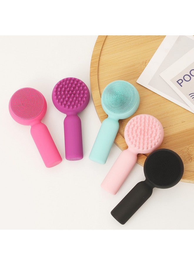 Silicone Facial Cleansing Brush 2 In 1 Silicone Facial Scrubber Manual Exfoliating Facial Brush Face Cleanser Face Exfoliator Ultrafine Bristles For Sensitive Skin Easy To Clean Lather Well (Blue)