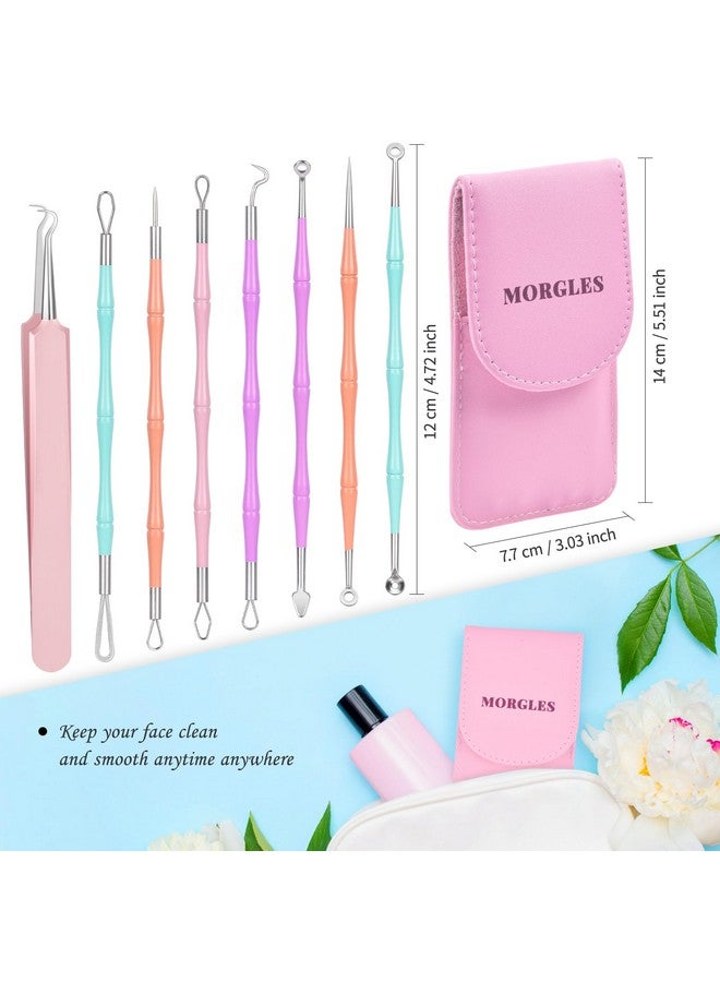 Pimple Popper Tool Kit Morgles 14Heads Professional Stainless Acne Zit Popper Extraction Tools For Facial Nose With Leather Case