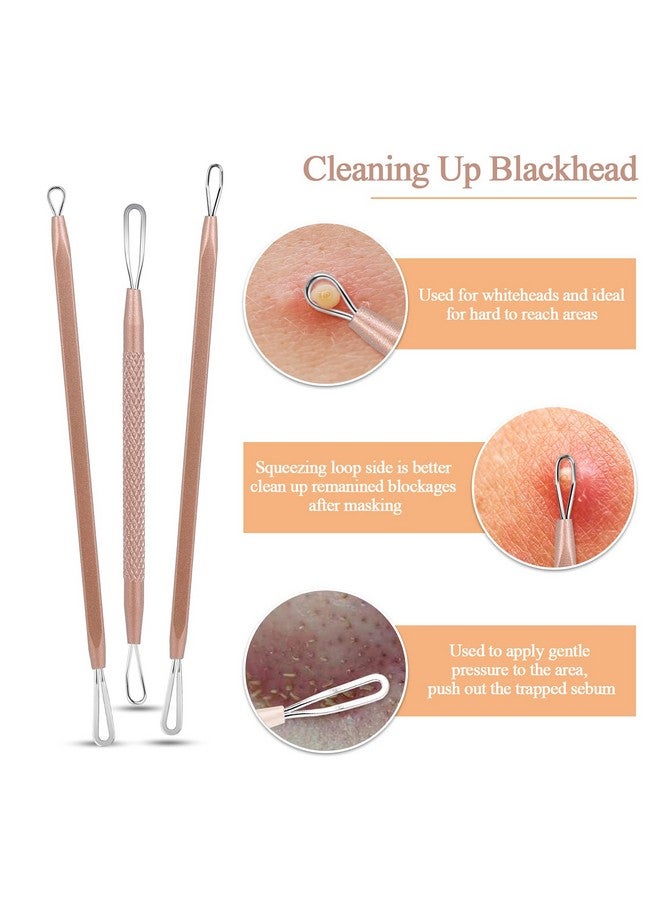 Pimple Popper Tool Kit Menoly 10 Pcs Blackhead Remover Comedone Extractor Acne Removal Kit For Blemish Whitehead Poppingzit Removing For Nose Face Tools With A Leather Bag (Rose Gold)