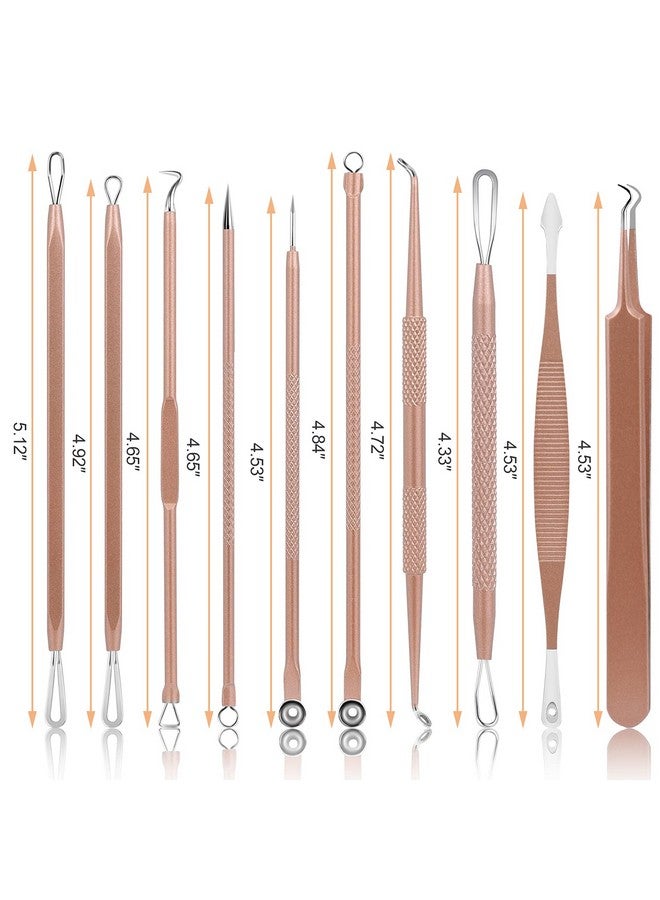 Pimple Popper Tool Kit Menoly 10 Pcs Blackhead Remover Comedone Extractor Acne Removal Kit For Blemish Whitehead Poppingzit Removing For Nose Face Tools With A Leather Bag (Rose Gold)