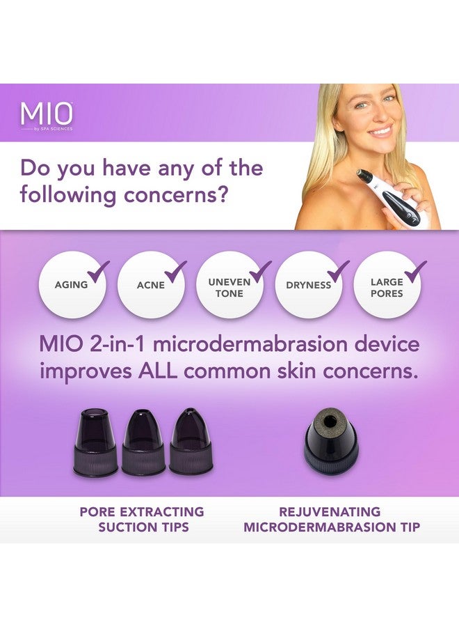 Mio Diamond Tip Microdermabrasion Blackhead Remover Pore Cleansing & Resurfacing System Reduces Acne Scars Wrinkles And Exfoliates For Clearer Skin