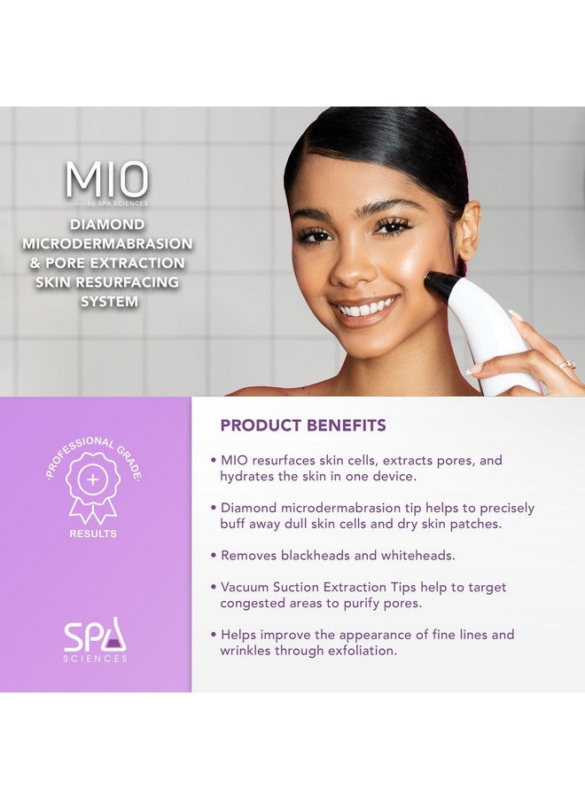 Mio Diamond Tip Microdermabrasion Blackhead Remover Pore Cleansing & Resurfacing System Reduces Acne Scars Wrinkles And Exfoliates For Clearer Skin
