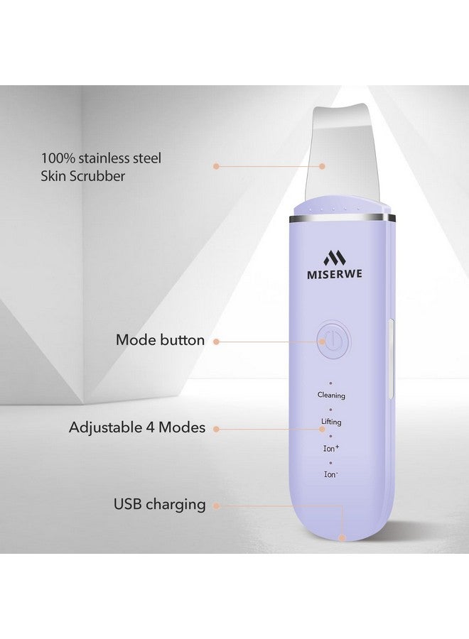 Skin Scrubber Face Skin Spatula Facial Scrubber Spatula For Deep Cleansing Blackhead Remover Pore Cleaner With 4 Modes (Purple)