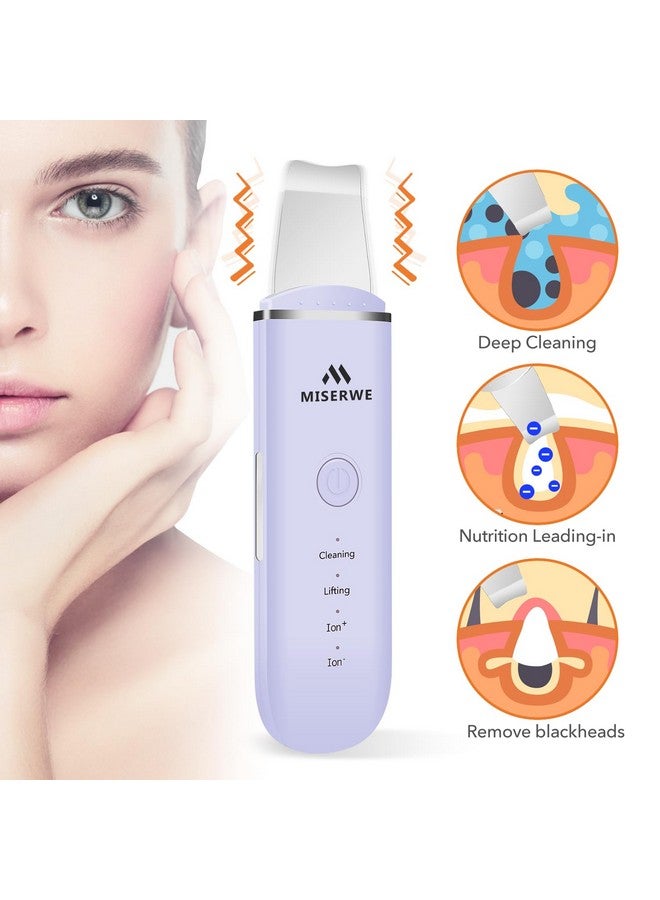 Skin Scrubber Face Skin Spatula Facial Scrubber Spatula For Deep Cleansing Blackhead Remover Pore Cleaner With 4 Modes (Purple)