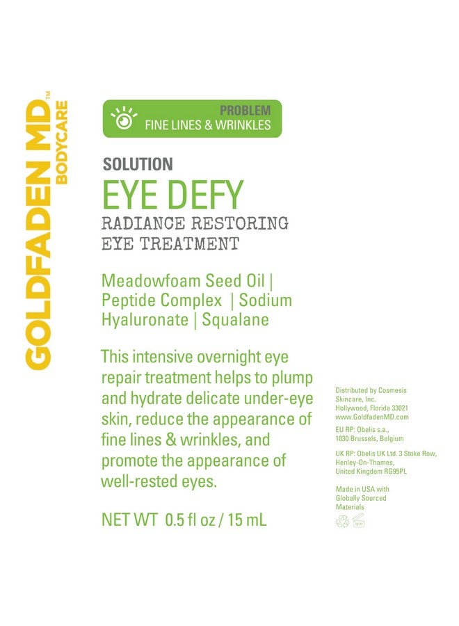 Eye Defy Radiance Restoring Eye Treatment Meadowfoam Seed Oil Peptide Complex Hyaluronic Acid And Squalane Eye Cream